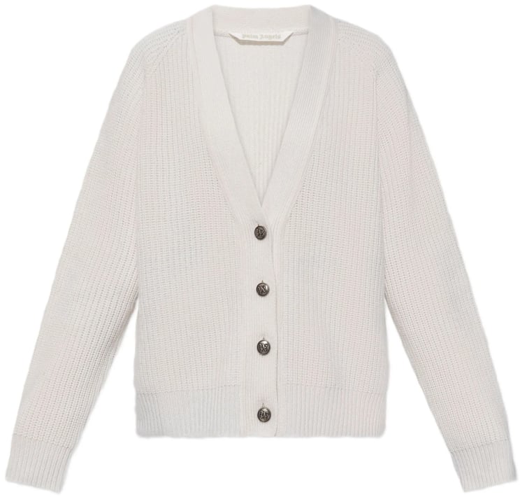 Palm Angels Pink Ribbed Knit Viscose Blend Cardigan