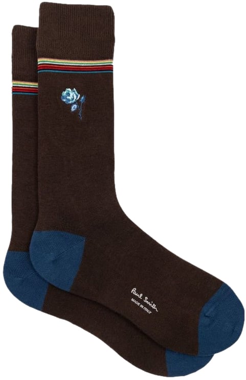 Paul Smith Chaussettes choco Fleur Rose brodée Bleue M1A 380NE N291 66 Paul Smith Homme