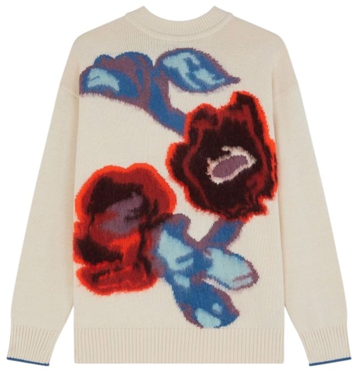 Paul Smith Pull beige grosses fleurs bleu corail coton Paul Smith Femme W2R 607N T31375 04