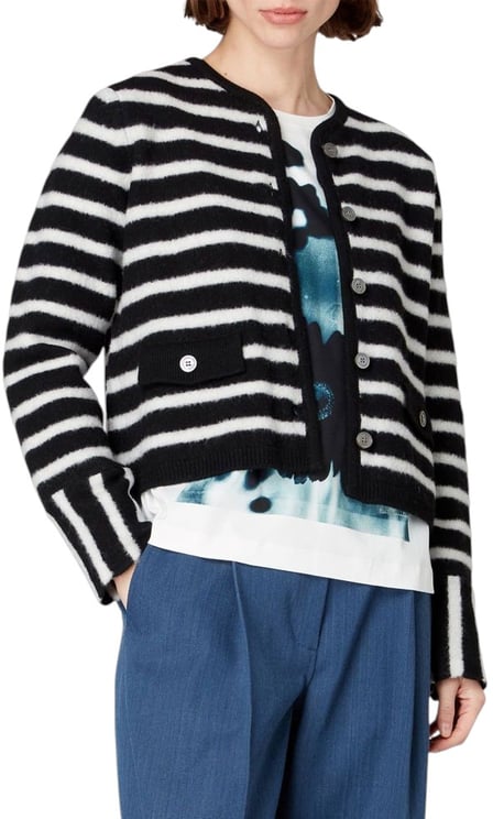 Paul Smith Cardigan rayé noir blanc rabats poches Paul Smith Femme W1R 632N T11191 79