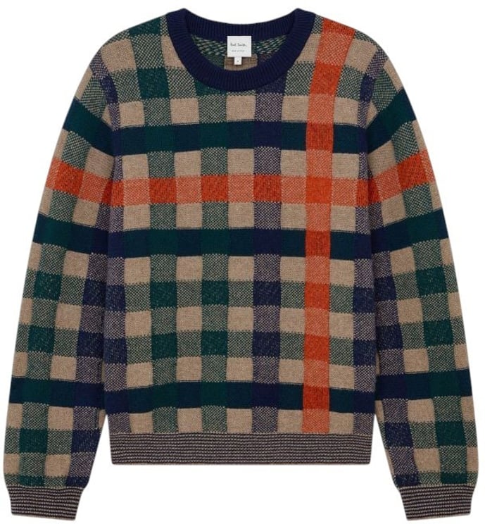 Paul Smith Pull damier taupe bleu vert orange Paul Smith Homme M1R 566Z T02833 65
