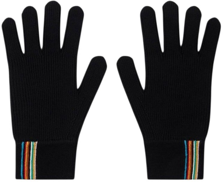 Paul Smith Gants laine mérinos noir bande baya Paul Smith homme M1A 410AL T725 79