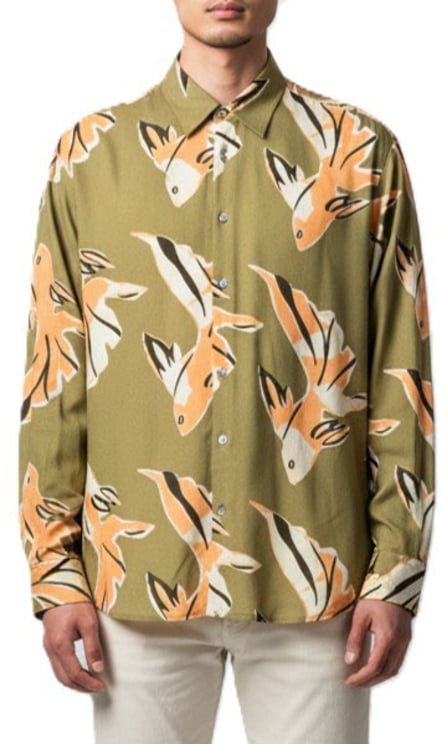 Paul Smith Chemise kaki print poissons abricot viscose Paul Smith Homme M1R 929Z V02999 32