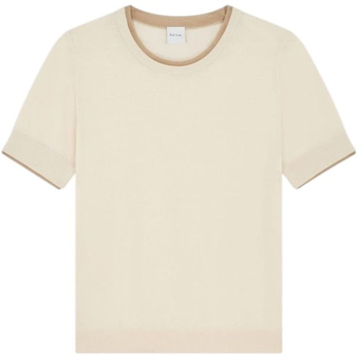 Paul Smith Maille manches courtes vanille col manches vert Paul Smith Femme W1R 689N V11235 04