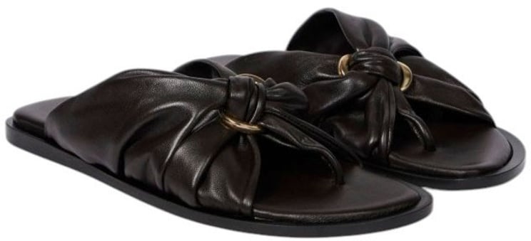 Paul Smith Mules entre-doigt boucle dorée cuir souple noué choco Paul Smith Femme W1S LRH02 ULEA 69 chaussures
