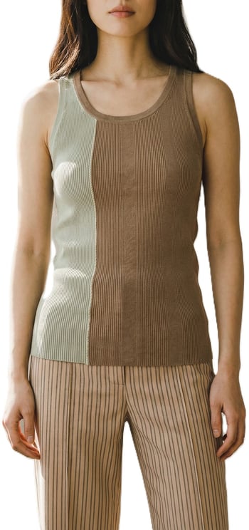 Paul Smith Débardeur maille patch taupe vert Paul Smith Femme W2R 808N V31447 32