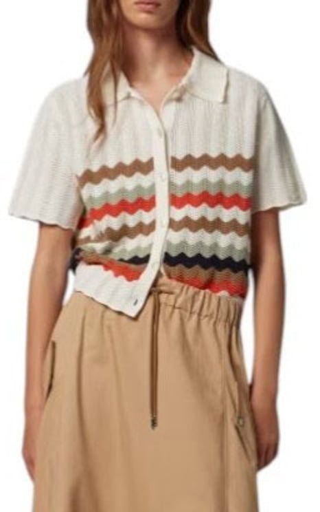 Paul Smith Cardigan écru crochet rayures taupe orange Paul Smith Femme W2R 821N V31450 02