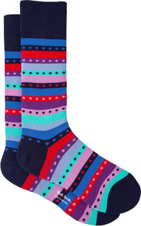 Paul Smith Chaussettes rayures navy rose rouge M1A 380KV HF671 47 Paul Smith Homme