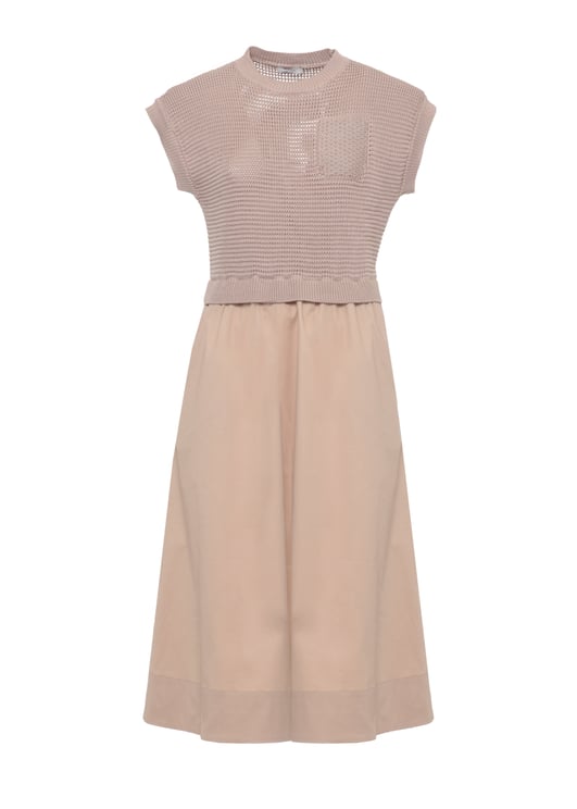 Peserico Textured Cotton Midi Dress With Half-Sleeve Top