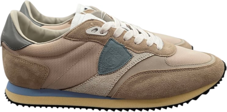 Philippe Model Baskets Blville mondial toile suède sable ciel Philippe Model Homme BVLU W005