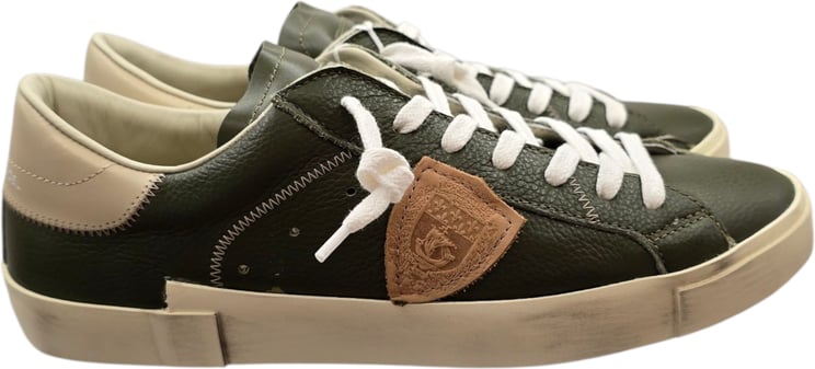 Philippe Model Sneakers Paris cuir veau cerf militaire spoiler sable Philippe Model Homme PRLU VZ05 Baskets