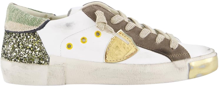 Philippe Model Dames Prsx Low Sneaker Wit/Glitter