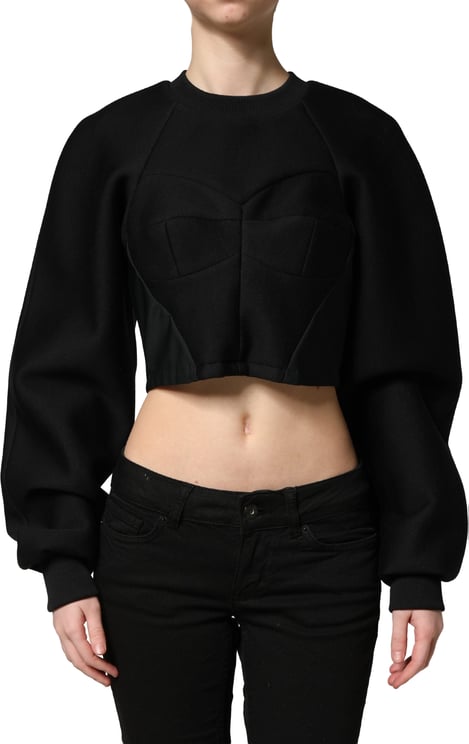 Philosophy by Lorenzo Serafini Philosophy Black Cropped ZipperBack Sweatshirt Sweater