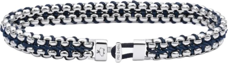 Pig & Hen Pig & Hen Armband P56-163000-M/L Catena Venetian Staal 7mm Navy Maat M/L 19cm