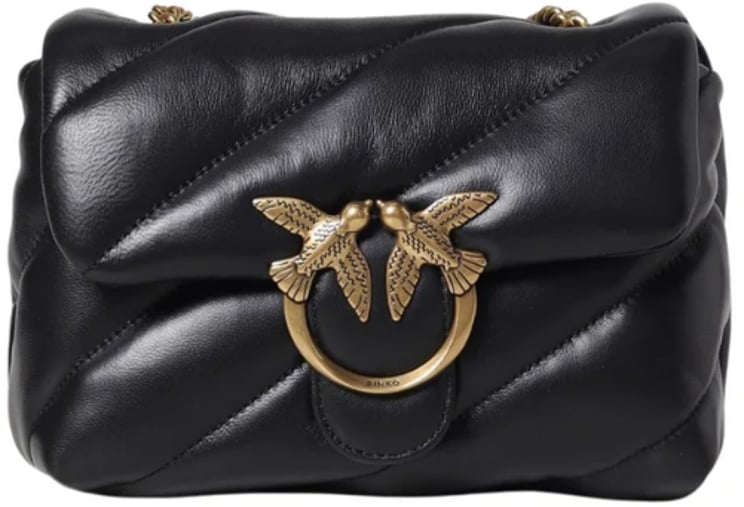 Pinko Love Puff Mini Cl Nero-Antique Gold