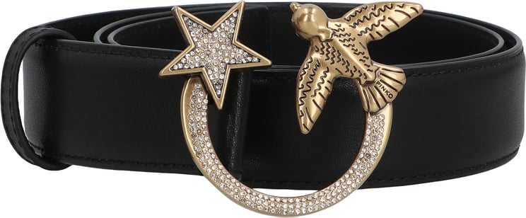 Pinko Leather belt with buckle with logo