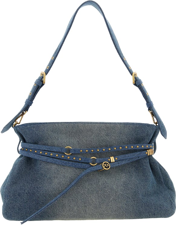 Pinko PINKO Blue Cotton Shoulder Bag