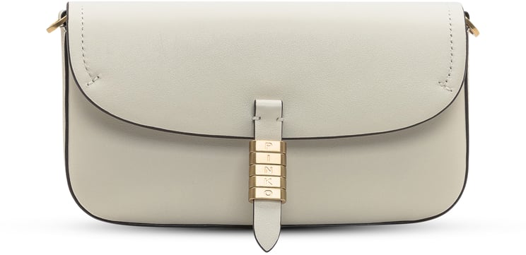 Pinko Pinko Saddle Flat in Pelle Avorio