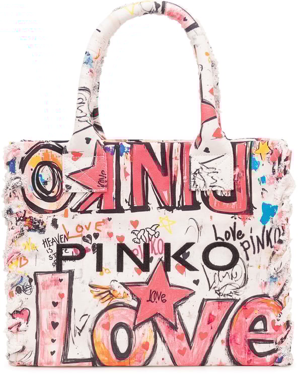 Pinko Borsa Shopper in Canvas con Stampa
