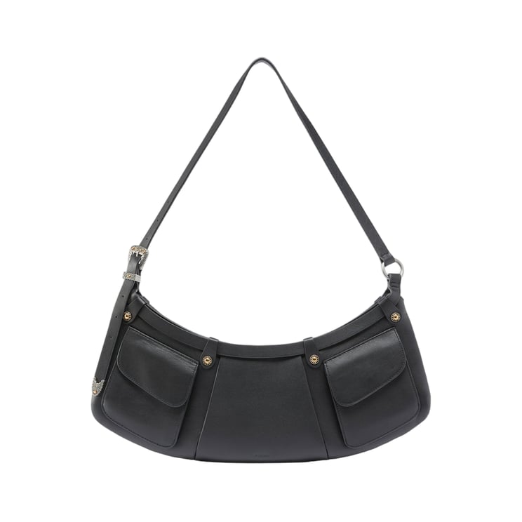 Pinko Pocket Body Leather Shoulder Bag With Pockets
