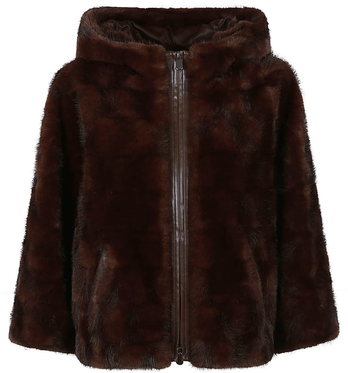 Pinko Cadetia Hooded Cape Brown