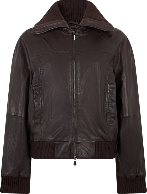 Pinko Leather jacket with knit inserts