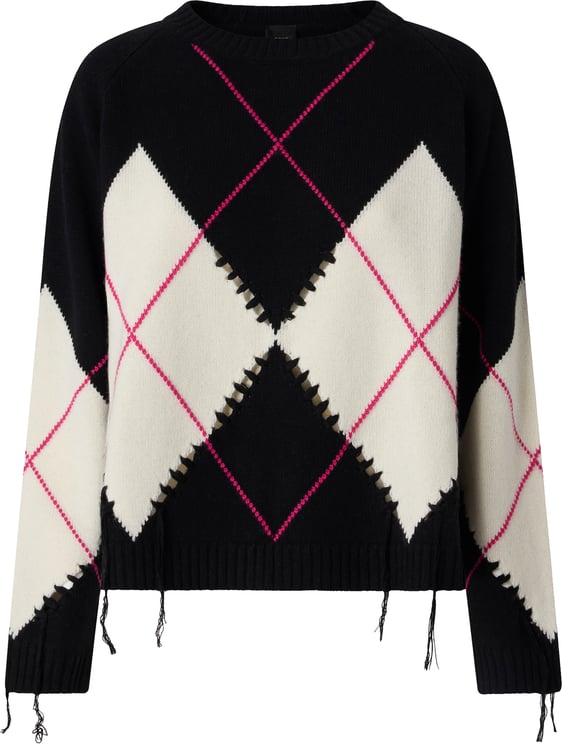 Pinko Sweaters Nero Bianco Fuxia
