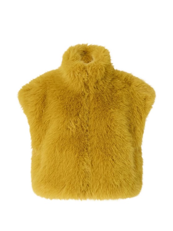 Pinko Plush Boxy Gilet in Rich Golden-Hued Fabric