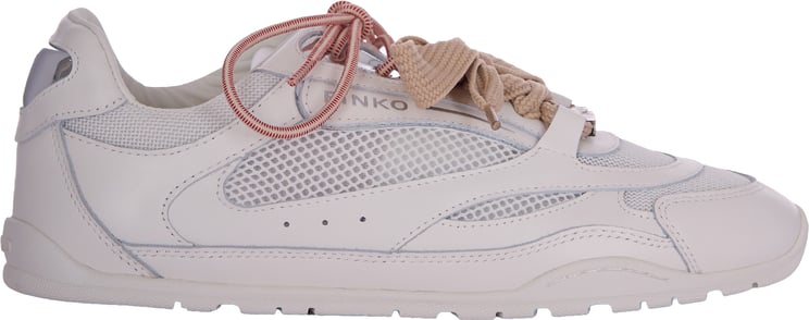 Pinko Minimalist White Sneakers with Technical Mesh