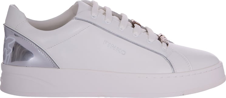Pinko Low-top White Sneakers with Metallic Silver Accents