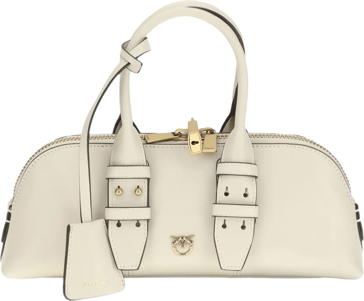 Pinko White Bowling Bag Horizontal Synthetic Handbag