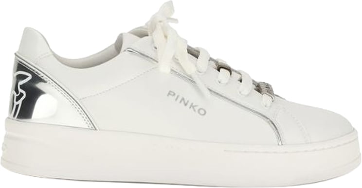 Pinko PINKO White Calf Leather Bos Taurus Low Top Sneakers