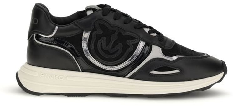 Pinko PINKO Black Calf Leather Bos Taurus Athletic Sneakers