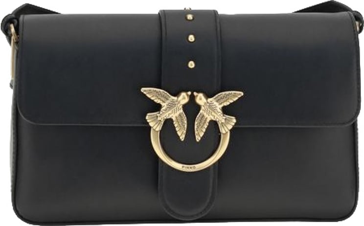 Pinko Rectangular Structured Black Bag With Detachable Shoulder Strap