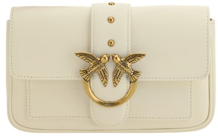 Pinko PINKO White Calf Leather Bos Taurus Shoulder Bag