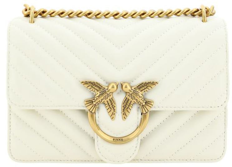 Pinko PINKO White Calf Leather Bos Taurus Shoulder Bag