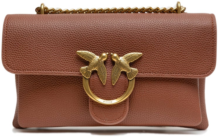 Pinko PINKO Brown Leather Love Boucle Riga Shoulder Bag