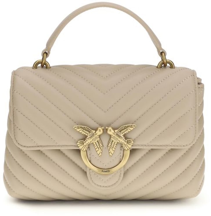 Pinko PINKO Beige Calf Leather Bos Taurus Handbag