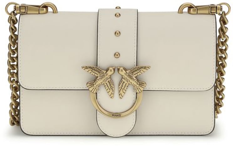 Pinko PINKO Beige Calf Leather Bos Taurus Shoulder Bag