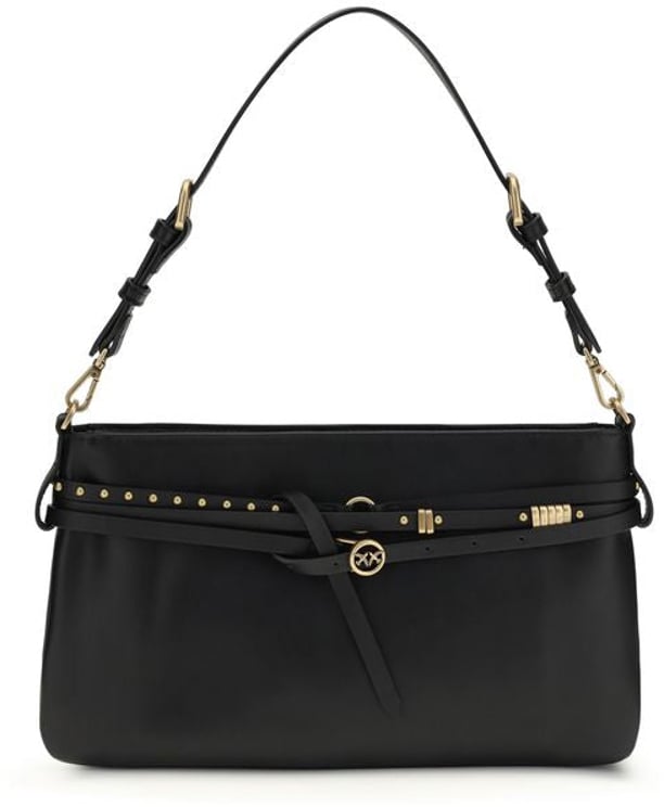 Pinko PINKO Black Calf Leather Bos Taurus Shoulder Bag