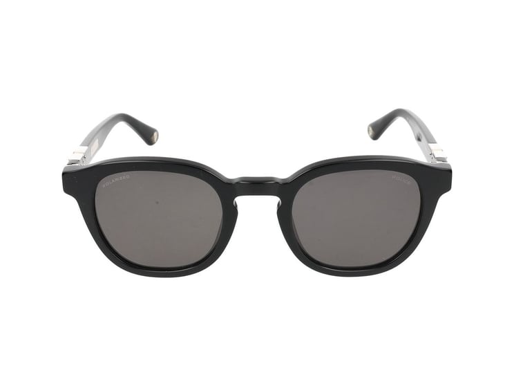 Police Square Frame Sunglasses with Acetate Construction and Metallic Accents