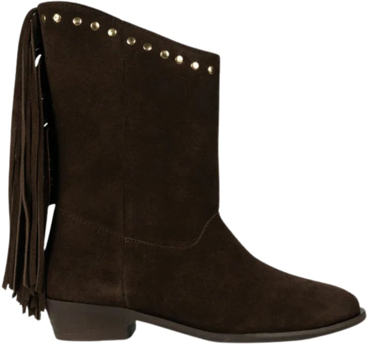 Posa Posa Suede Laarzen Donkerbruin Fringe Boot