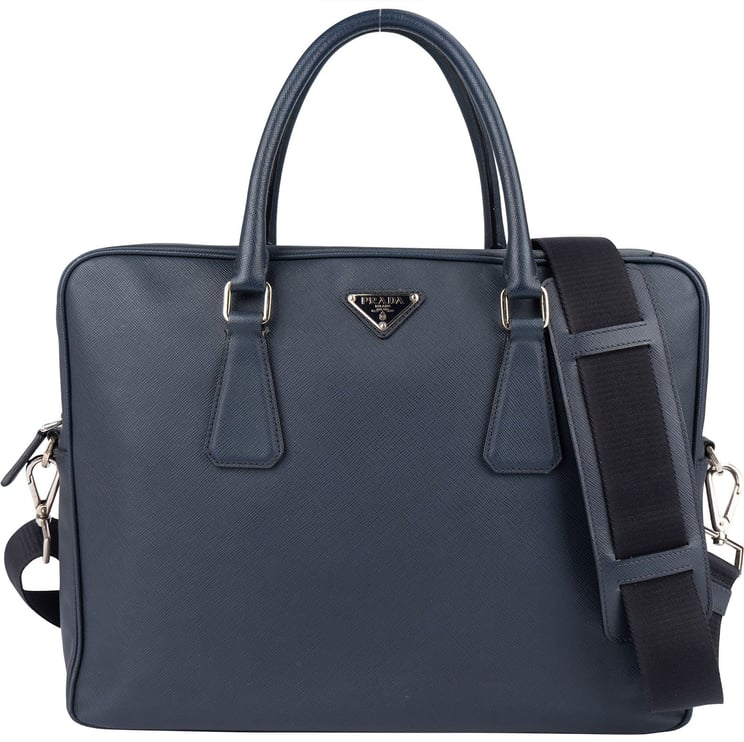 Prada Prada Bleu Saffiano Leather Business Handbag Crossbody Bag