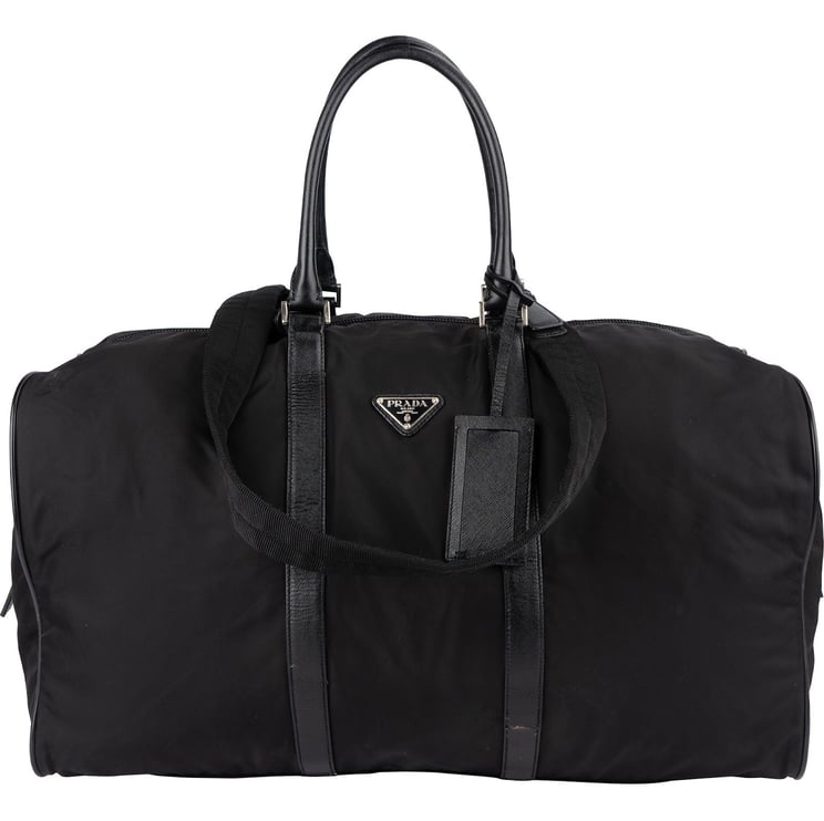 Prada Prada Black Nylon Triangle Duffle Bag 55