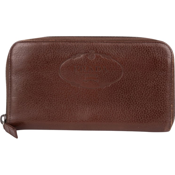 Prada Prada Pebbled Leather Zip Around Wallet