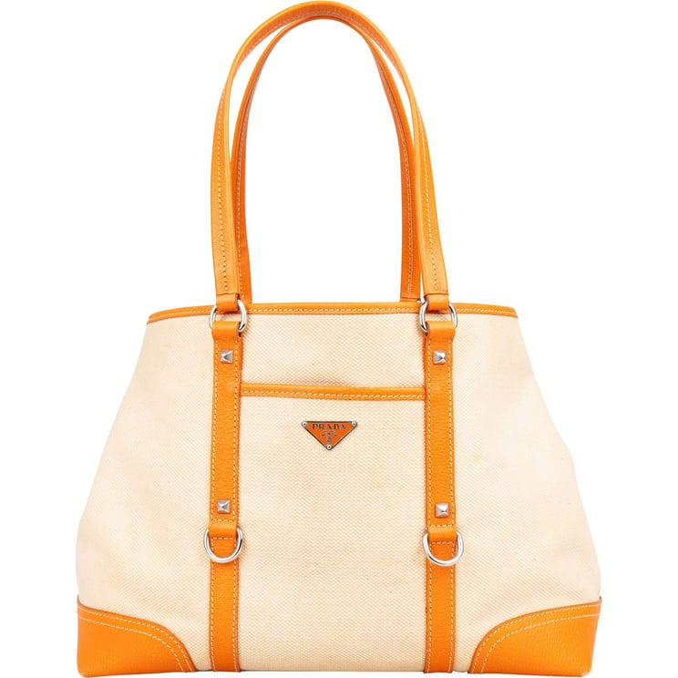Prada Prada Canvas and Leather Triangle Shoulder Bag