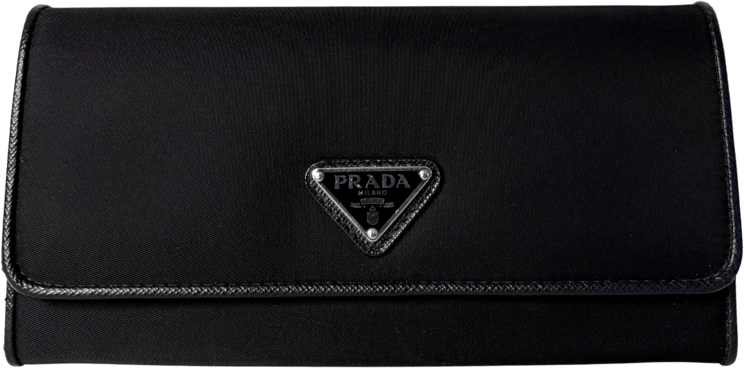 Prada Prada Geldbörse aus Nylon und Saffiano-Leder Schwarz Fullset / sehr gut