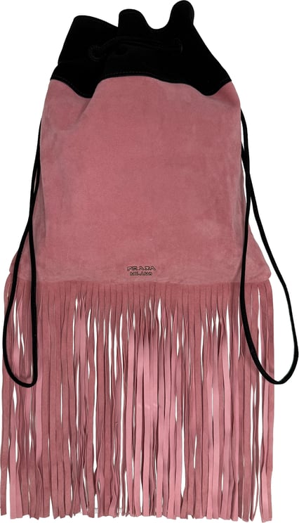 Prada Prada Scamosciato Fringe Bucket Bag rosa schwarz