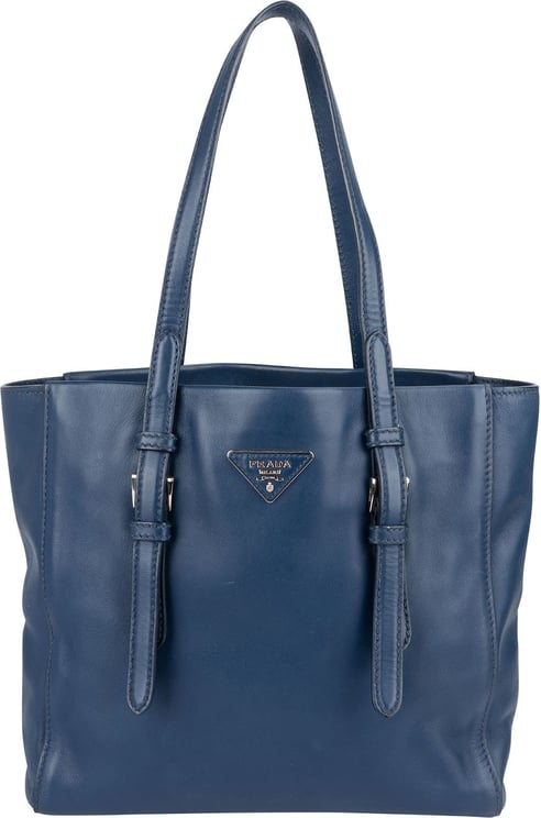 Prada Prada Blue Leather Tote Shoulder Bag