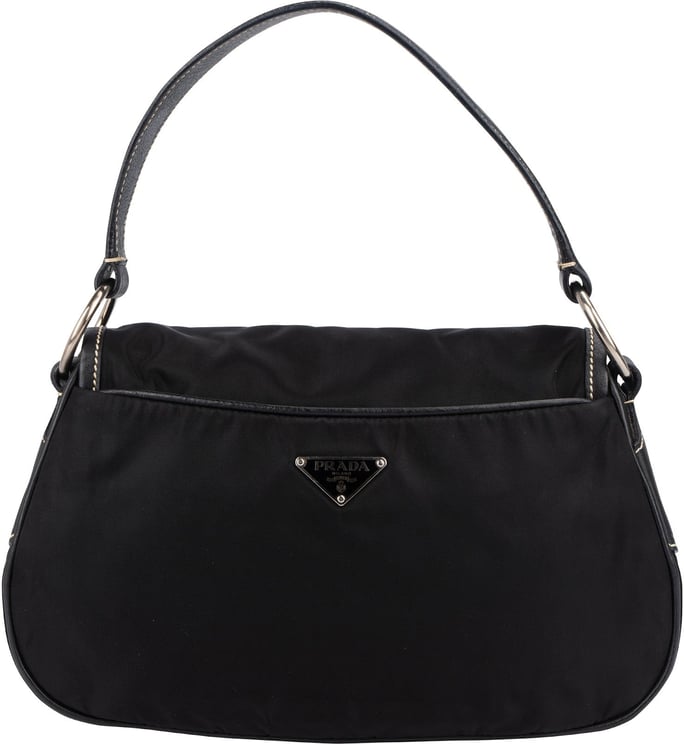 Prada Prada Tessuto Nylon and Leather Flap Handbag